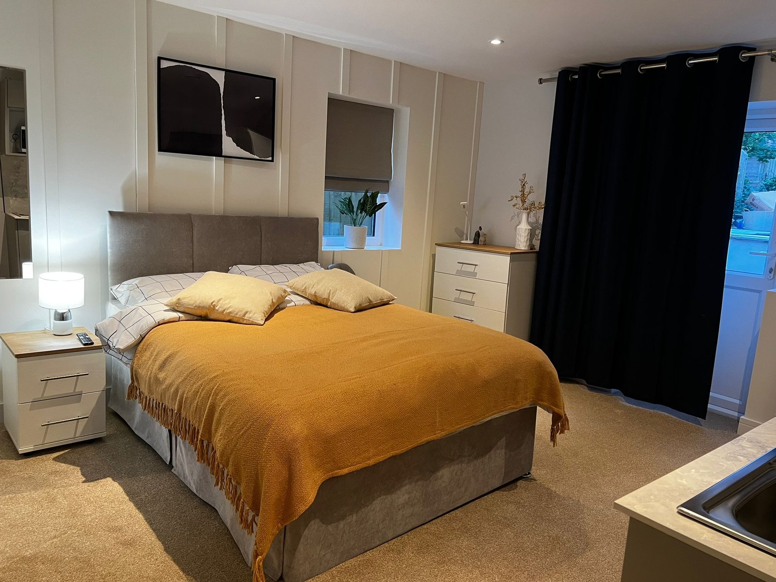 Modern en-suite bedroom in a completed rear extension in Ipswich