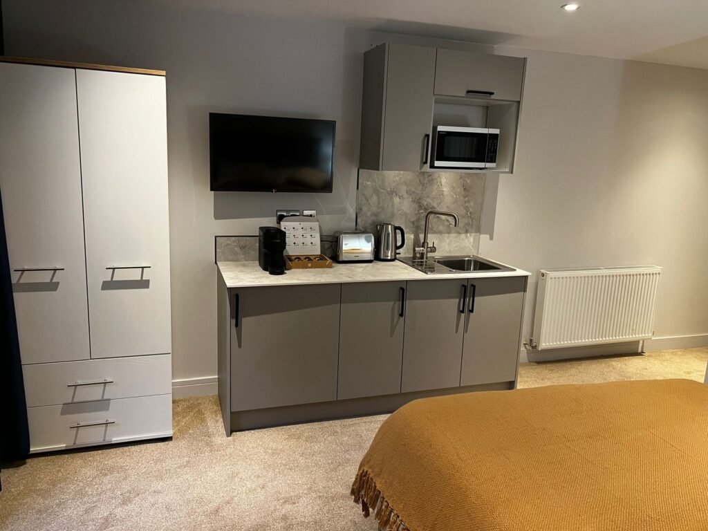 Modern en-suite bedroom in a completed rear extension in Ipswich