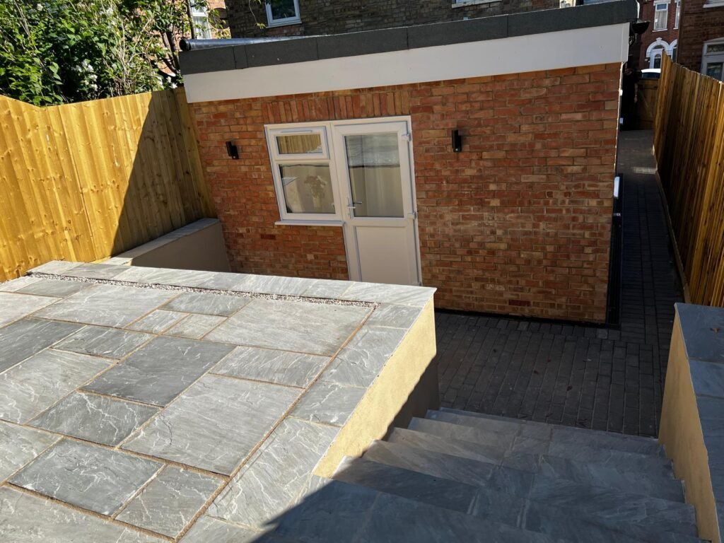 Landscaped garden with paving in Ipswich