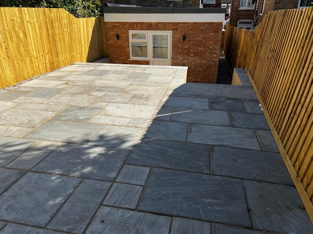 Landscaped garden with paving in Ipswich
