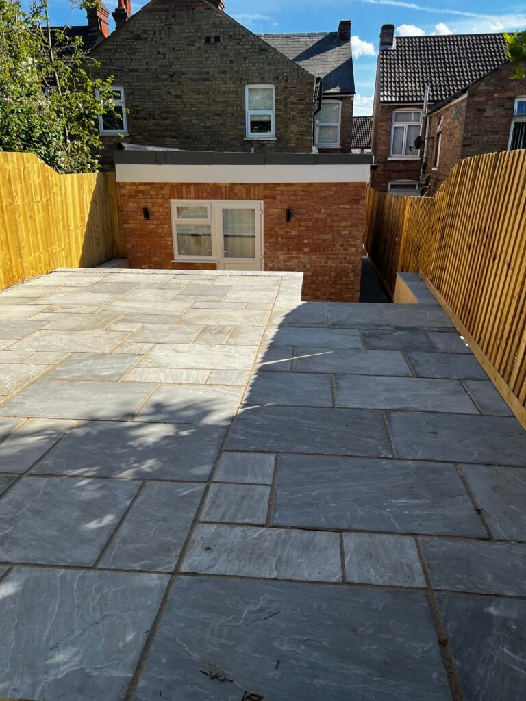 Landscaped garden with paving in Ipswich